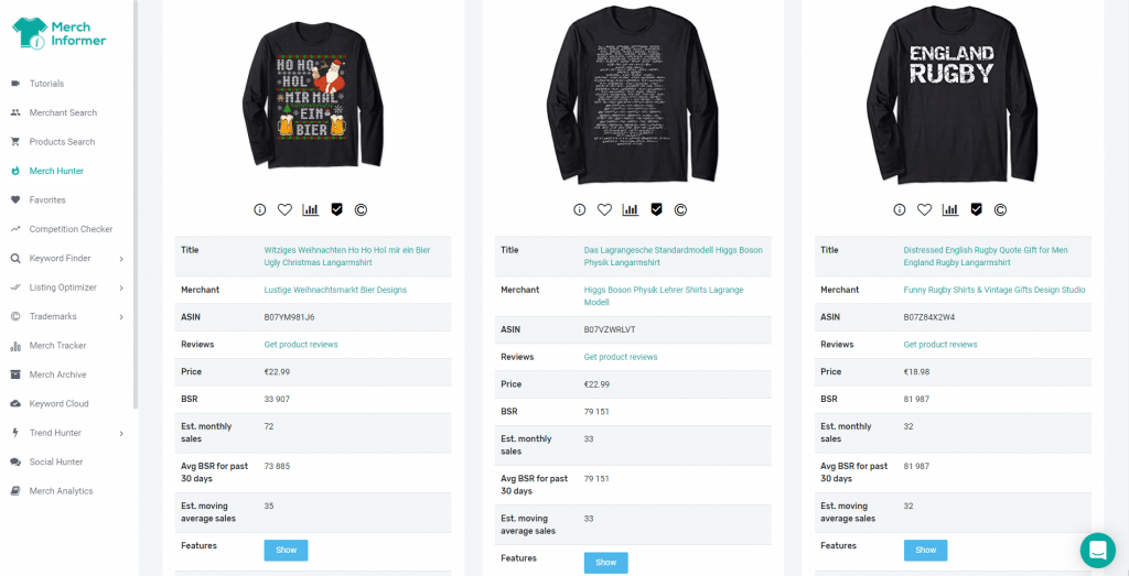 Merch by  German and English Marketplace Data Added - See