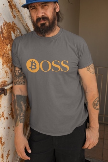 Bitcoin BOSS T-shirt Crypto T-shirt Cryptocurrency Gift Gray