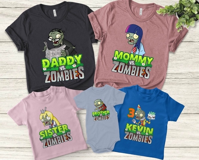 Plants & zombies Birthday T Shirt PVZ Zombies Theme Party image 1