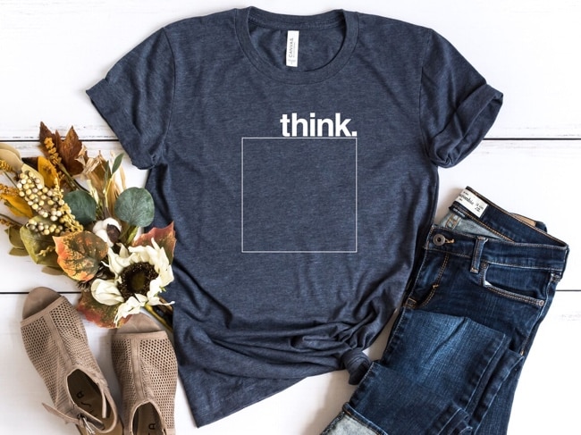 Think Outside The Box Think Shirt Minimalist Shirt Gift for image 1