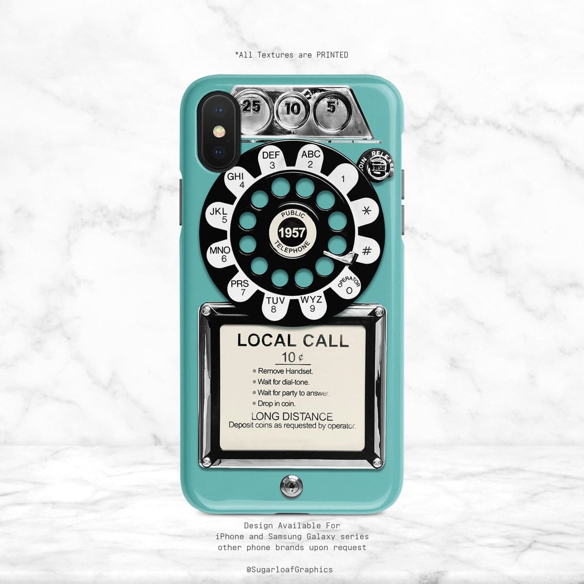 Vintage Mint Blue Retro Payphone Rotary Dial Phone Case iPhone image 1