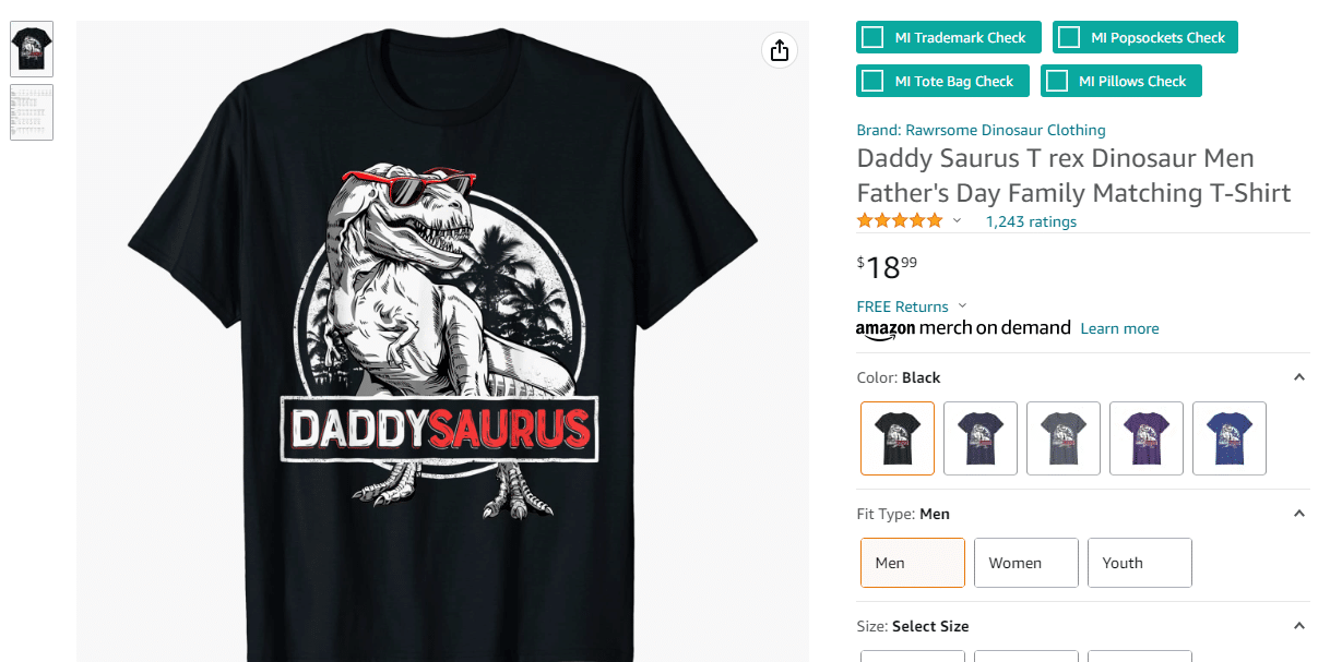 Dinosaurinspired tshirts on Amazon Merch on Demand how big is the market, who are the