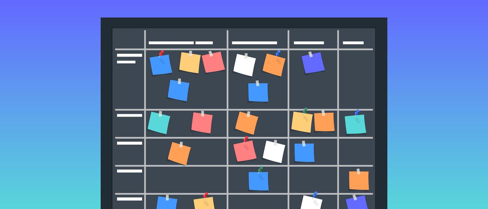 A calendar with many sticky notes Description automatically generated