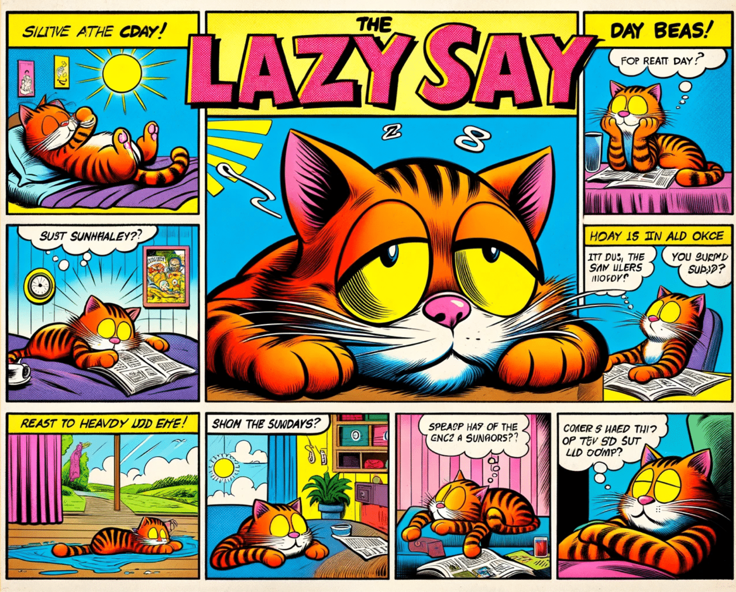 A comic strip of a cat Description automatically generated