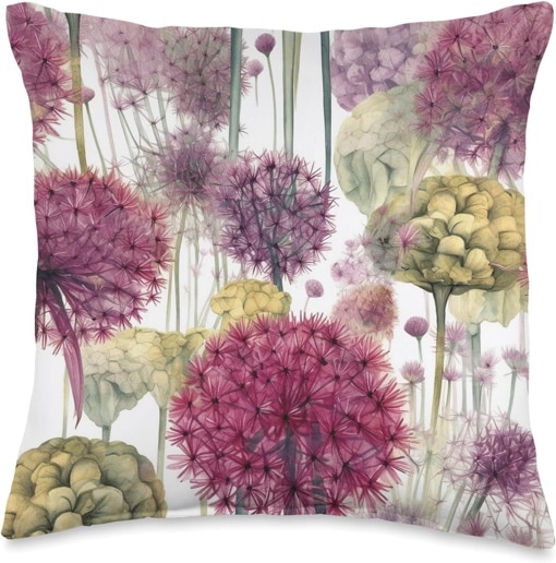 A pillow with a floral pattern Description automatically generated