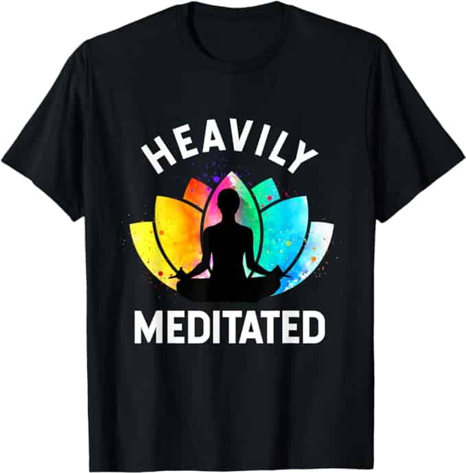 Funny Yoga Gifts Heavily Meditated Black Classic Fit Short Sleeve Shirt for Yoga Enthusiasts