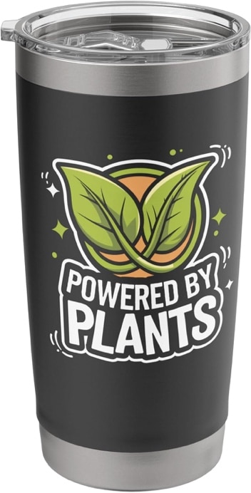 A black cup with a logo and green leaves Description automatically generated