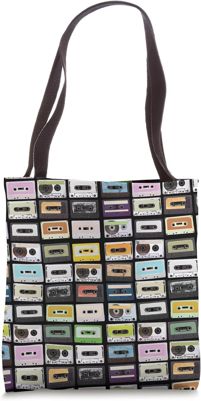 Cassette Tapes Mixtapes 1980s Radio Music Graphic Print Tote Bag