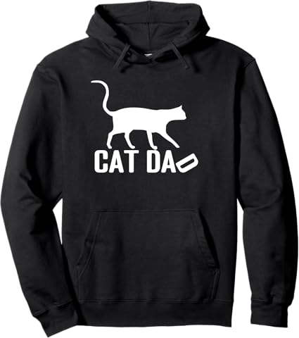 A black sweatshirt with a cat and text Description automatically generated
