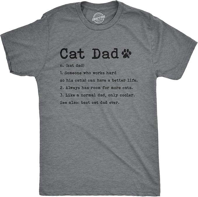 Mens Cat Dad Definition T Shirt Funny Father's Day Pet Kitty Animal Lover Graphic Tee