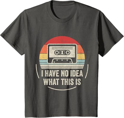 Retro Cassette Kids Funny T-Shirt, Classic Fit, Short Sleeve, Black