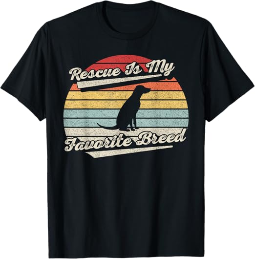 Vintage Retro Rescue Dog Rescue Is My Favorite Breed Men Women Kids T-Shirt