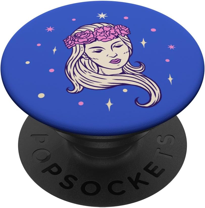 A blue pop socket with a person face on it Description automatically generated