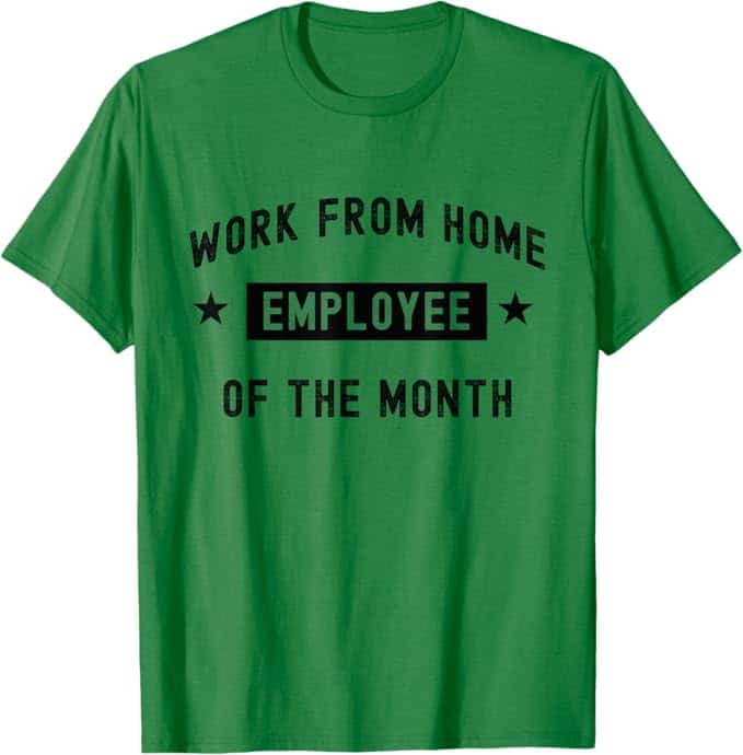 A green shirt with black text Description automatically generated