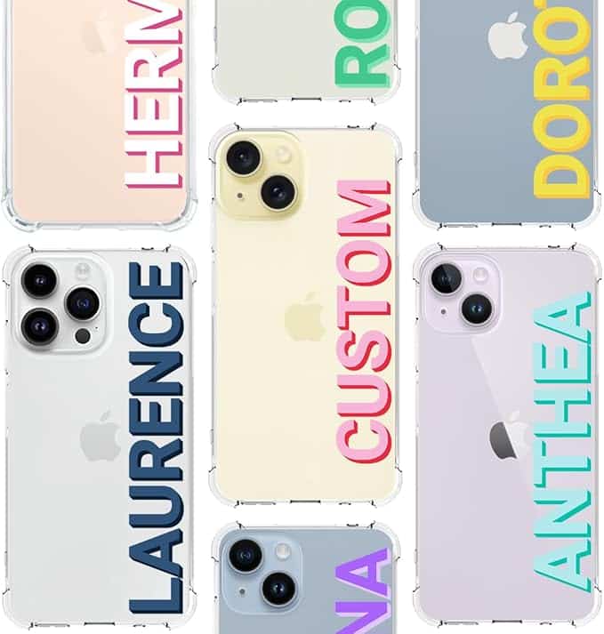 Customized Name Initials Case Personalized Monogram Cover for iPhone 17 Pro Max Air 16 15 14 13 12 11 Plus Mini X XS XR SE 6 7 8 6 Transparent Clear TPU Cover Gift for Christmas Thanksgiving Birthday