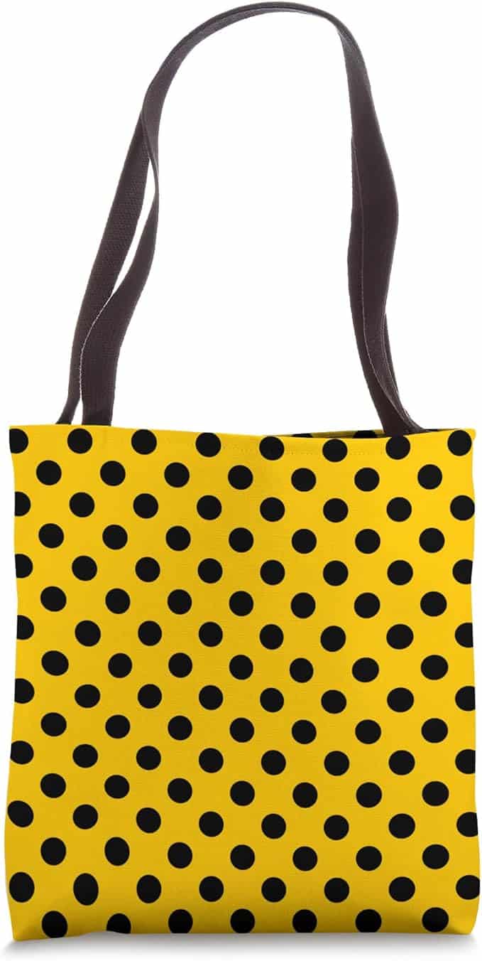 Polka Dots, Yellow And Black For Women Girls Polka-Dot Tote Bag