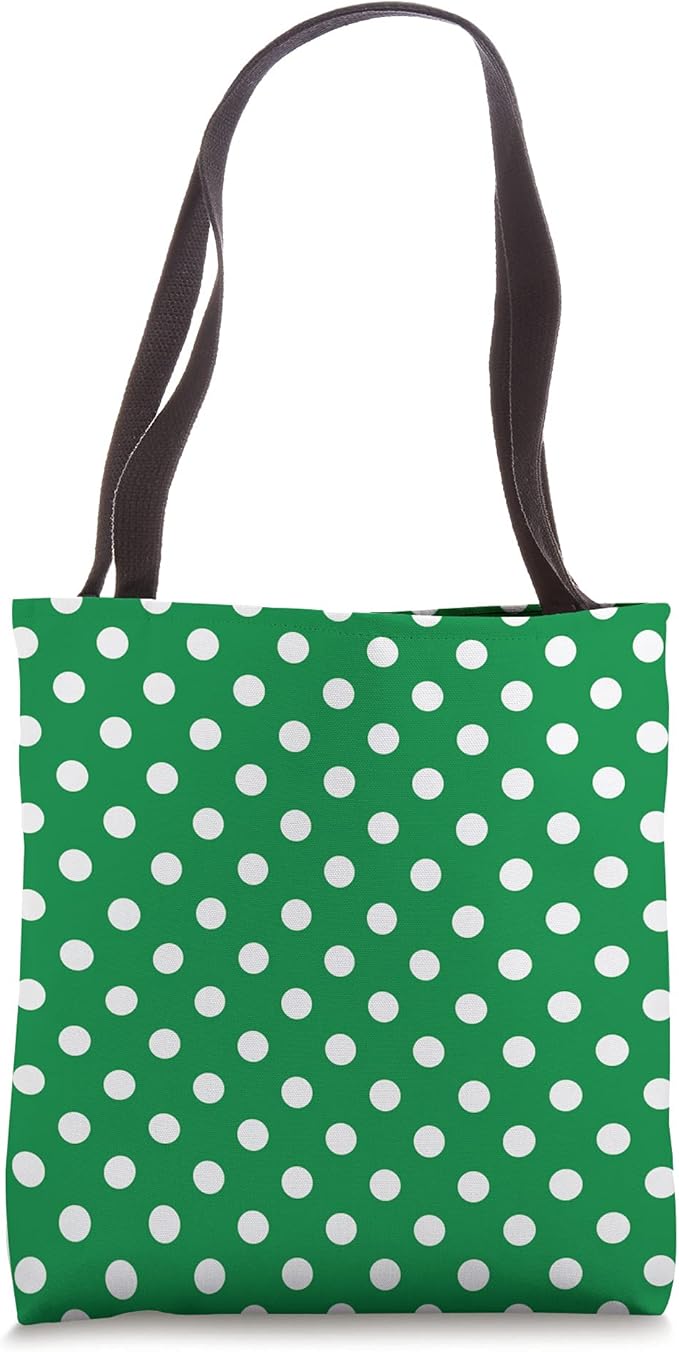 Small Polka Dot Pattern in White on Green AEV485 Tote Bag