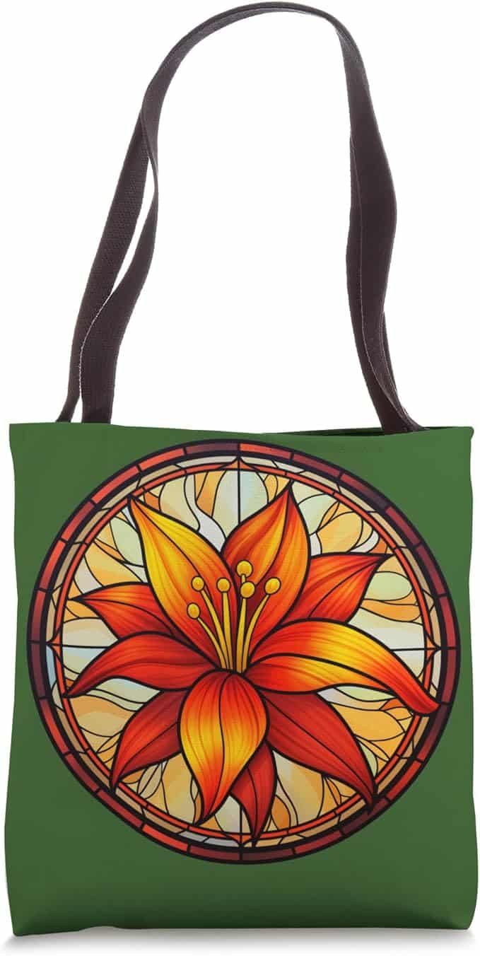 Stained Glass Tiger Lily Flower - Colorful Tiger Lily Flower Tote Bag