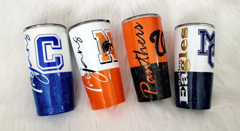 School Logo Tumbler | Teacher Gift | Sport Fanatic | College | High School | Custom | Glitter image 1