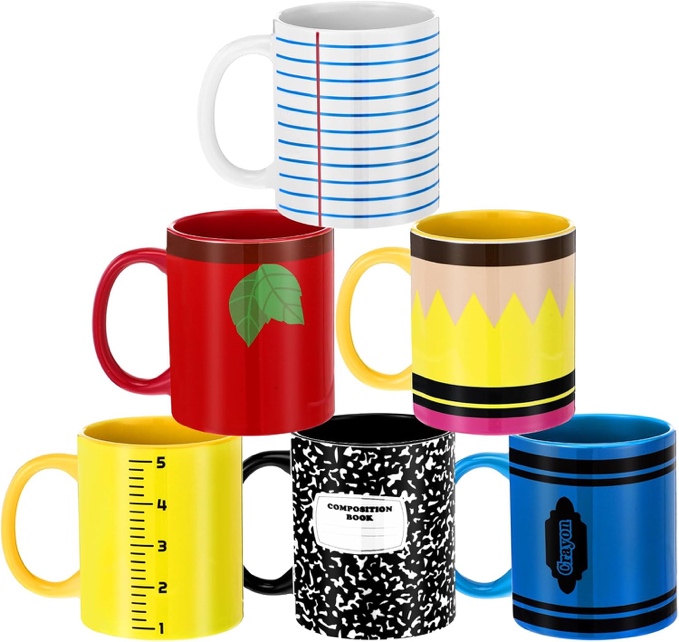 A group of colorful mugs Description automatically generated